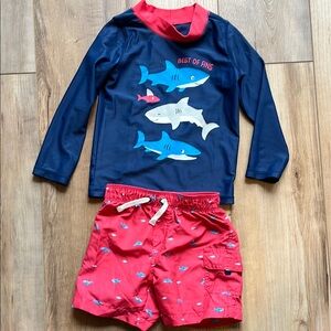 Carter’s 24 Month Kids Shark Swim Set - Navy and Red